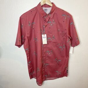Izod Saltwater Performance Red Beach Shirt‎ Short Sleeve Casual Mens Medium